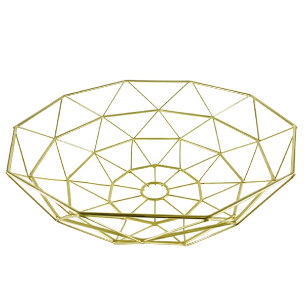 Short Gold Wire Fruit Bowl On Countertop