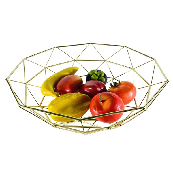 Short Gold Wire Fruit Bowl On Countertop