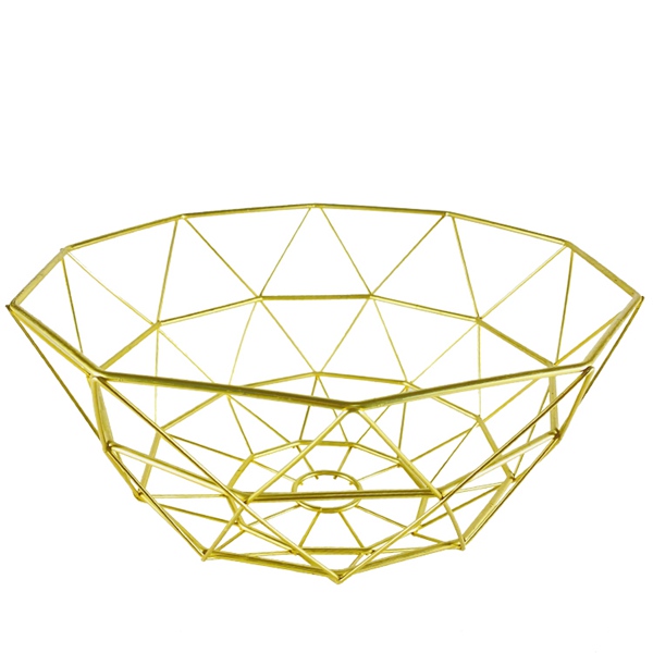 Hight Gold Wire Fruit Bowl On Countertop