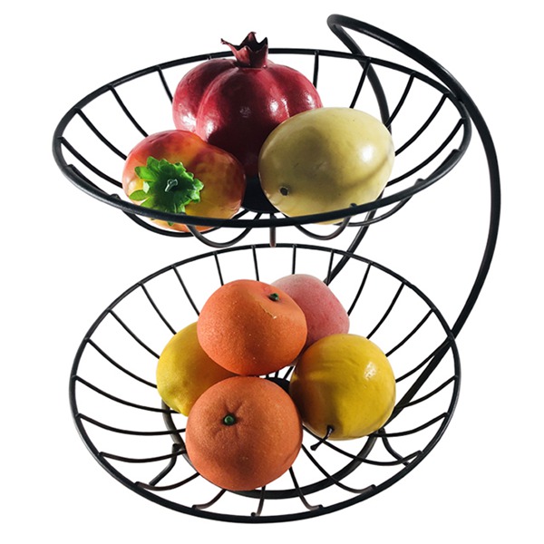 Yumi Arched Metal Chrome 2 Tier Fruit Stand for Home