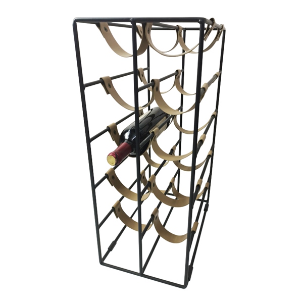 Trend Raw Steel Wine Rack With Leather Straps