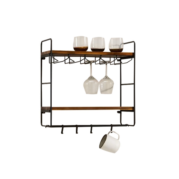 Wall Mounted Wine Rack with Glass Holder for Home