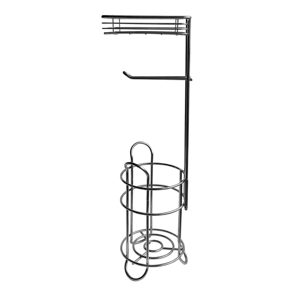 Free Standing Metal Toilet Paper Holder With Phone Shelf