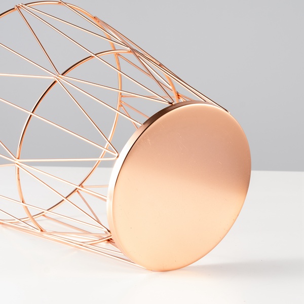Metal Geometric Copper Wire Waste Basket Bin