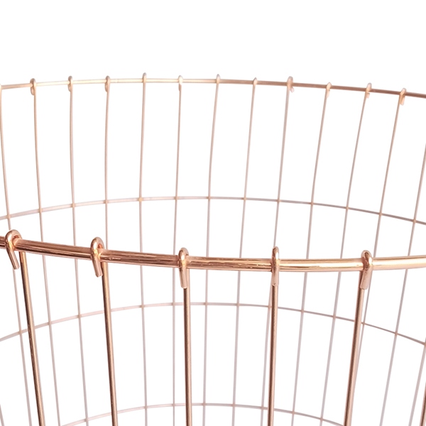 Metal Wire Rose Gold Laundry Basket With Handle