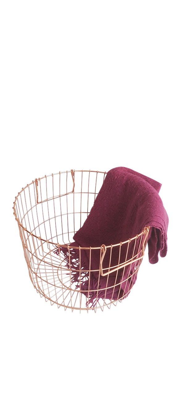 Metal Wire Rose Gold Laundry Basket With Handle