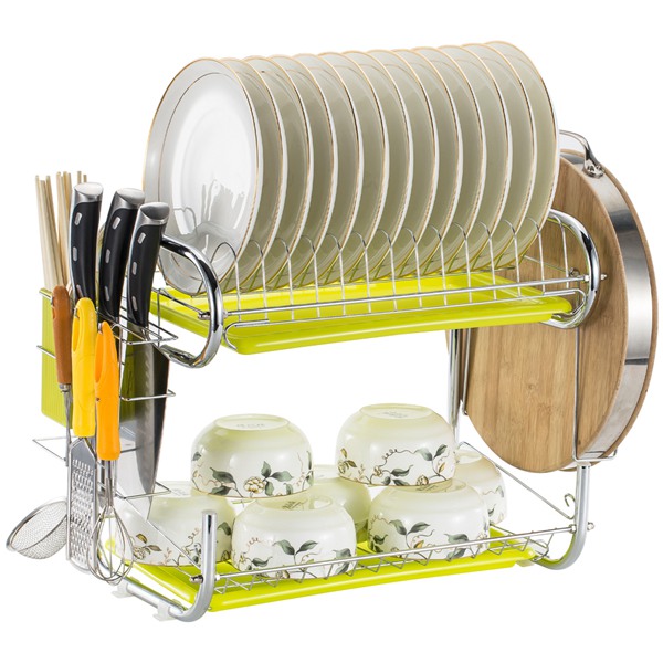 Kitchen 2 Tier Dish Drainer Dish Rack With Tray