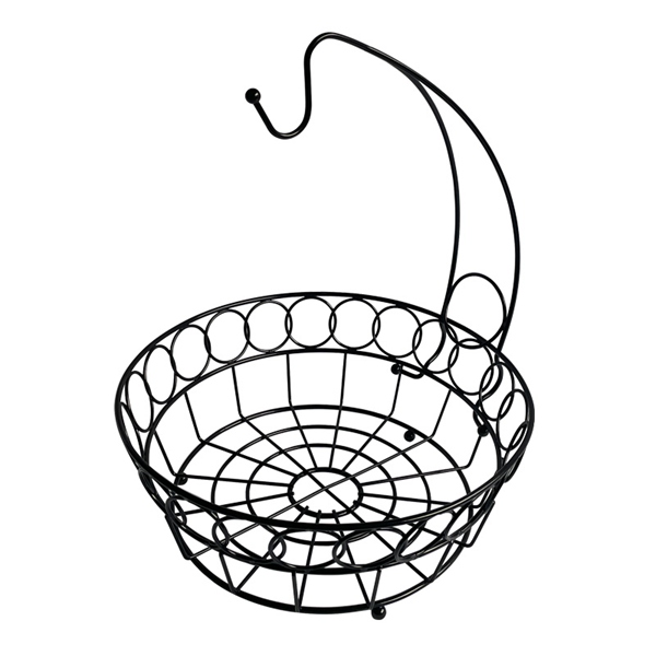 Black Wire Fruit Bowl Banana Holder With Basket