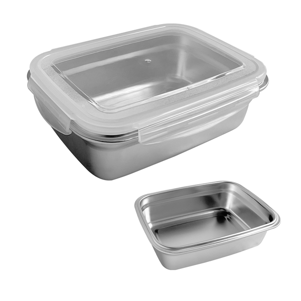 Stainless Steel Salad Bento Box Metal Food Container With Transparent Lock Lid