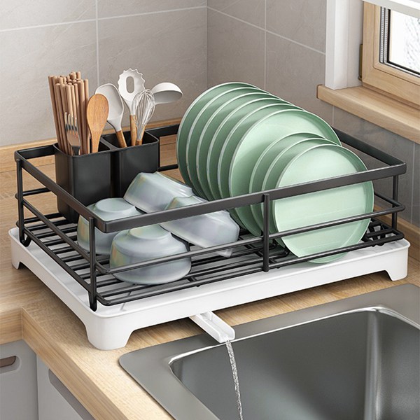 Moderne Matt Black vaisselle égouttoir étagère de rangement de couverts