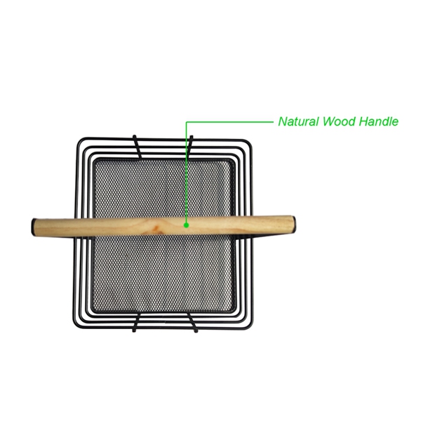 Quadratischer Drahtkorb Metall Caddy mit Holzgriff