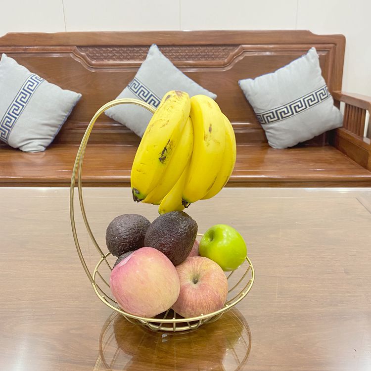 Table top Small Gold Wire Fruit Basket Banana Holder