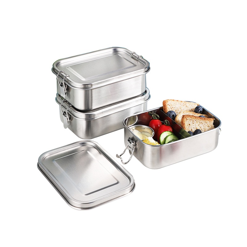 Leak Proof Stainless Steel Sandwich Box Lunch Container With Lock Clip
