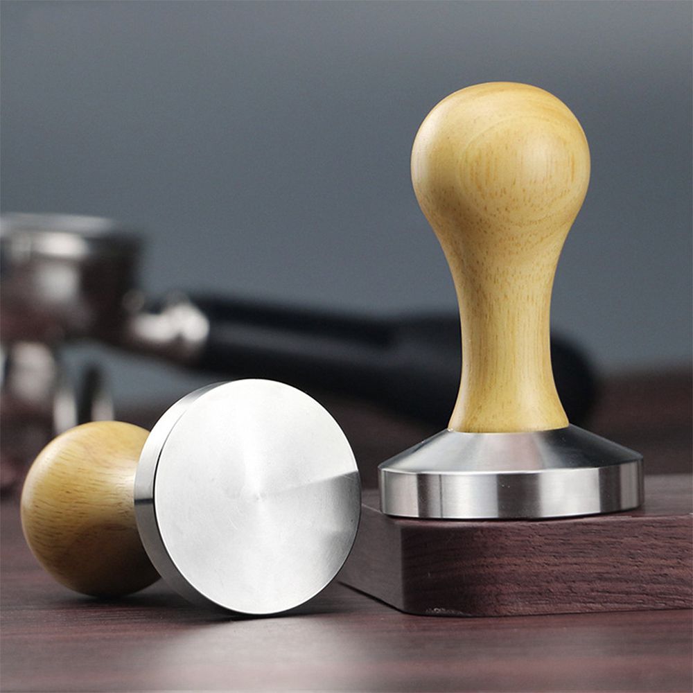 51mm 58mm Flat Base Coffee Motta Grind Tamper With Wood Handle