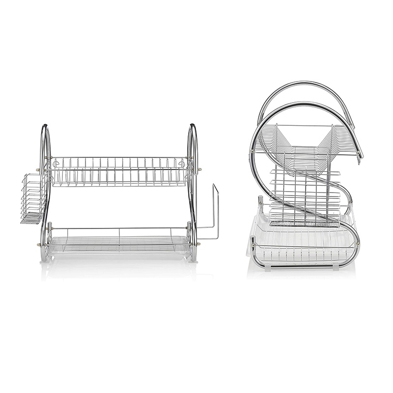 Chrome 2 Tier Dish Rack With Tray
