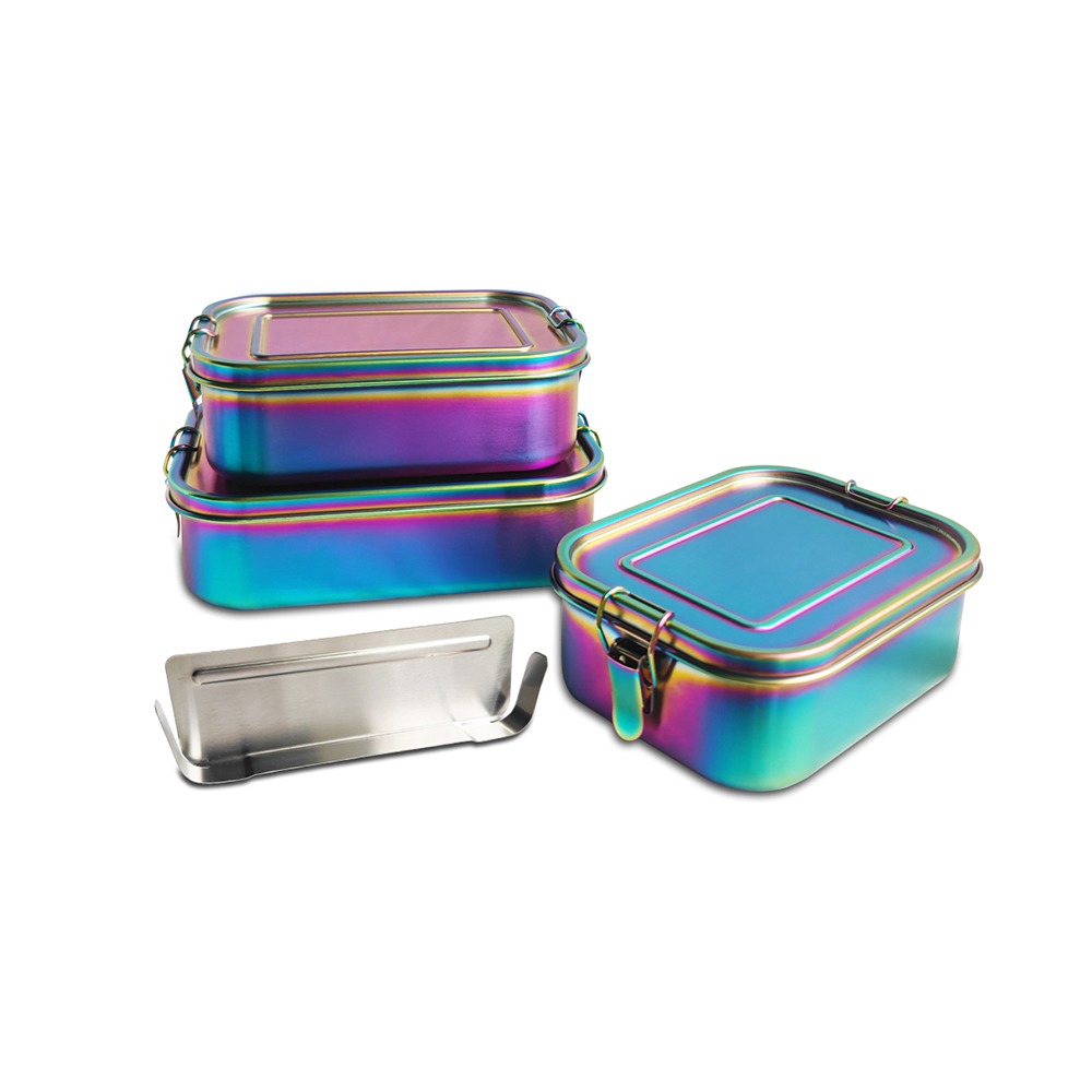 Rainbow Color 304 Stainless Steel Lunch Container With Lock Clip