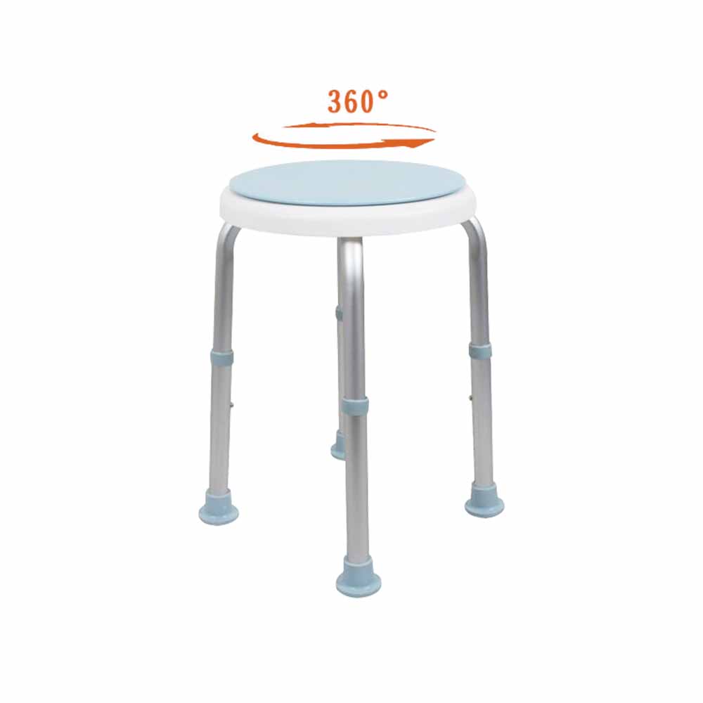 Round Shower Stool With Rotating Seating Mat