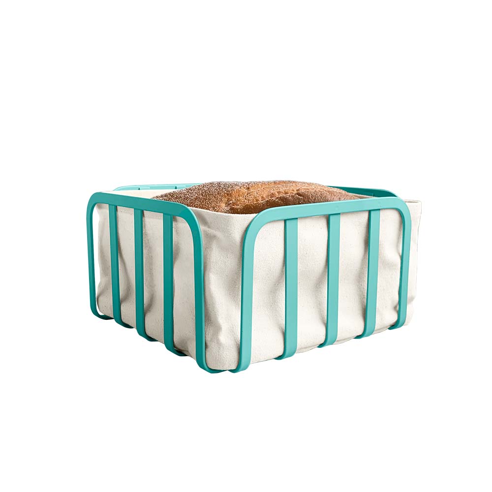Metal Square Bread Basket With Cloth Liner