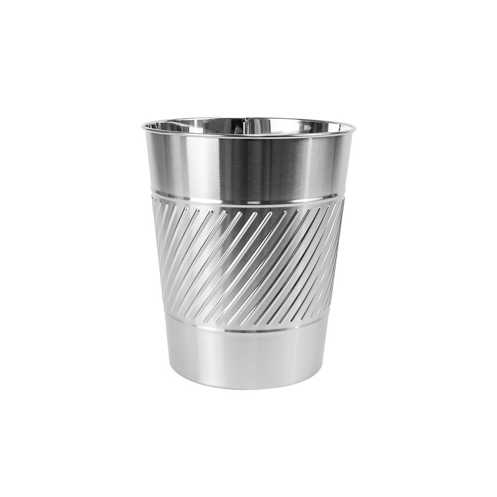 5-15 Litres Open Mouth stainless steel dustbin With Engraved Pattern