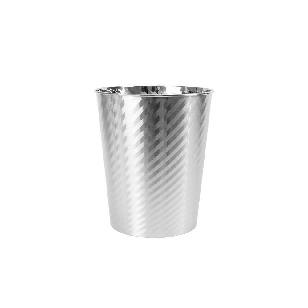 5L Small Office Wastebasket With Diagonal Stripe Pattern