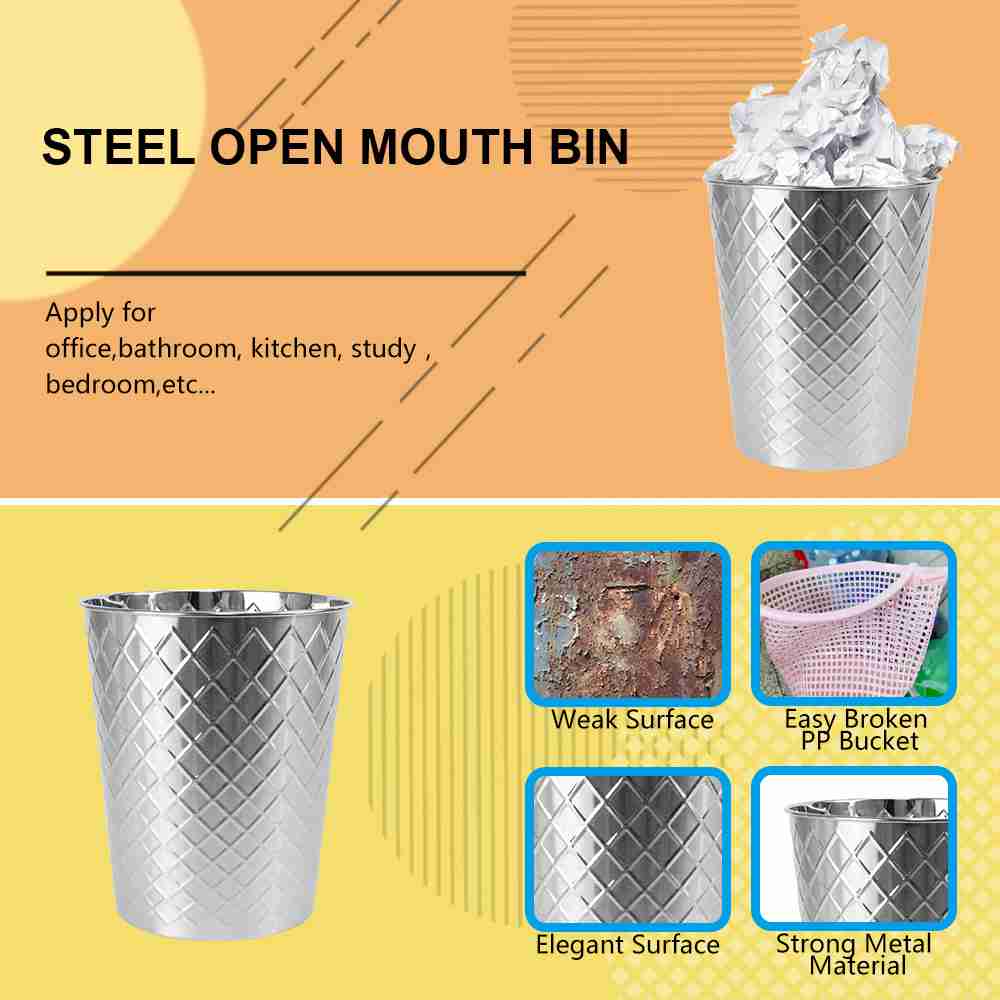 5L Metal Waste Paper Bin With Diamond Pattern