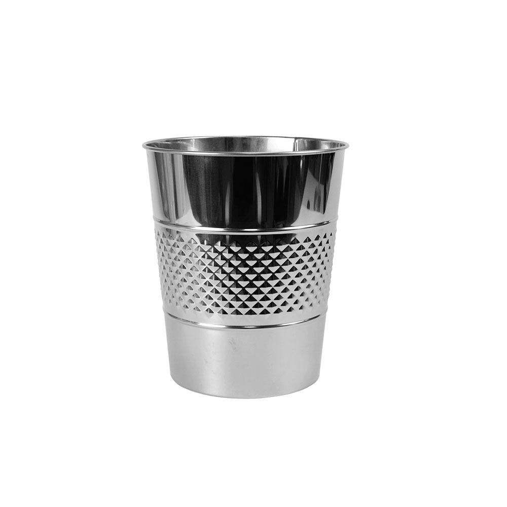 5L Modern Silver Steel Small Waste Basket For Bathroom