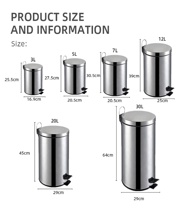 stainless steel trash can pedal bin 5