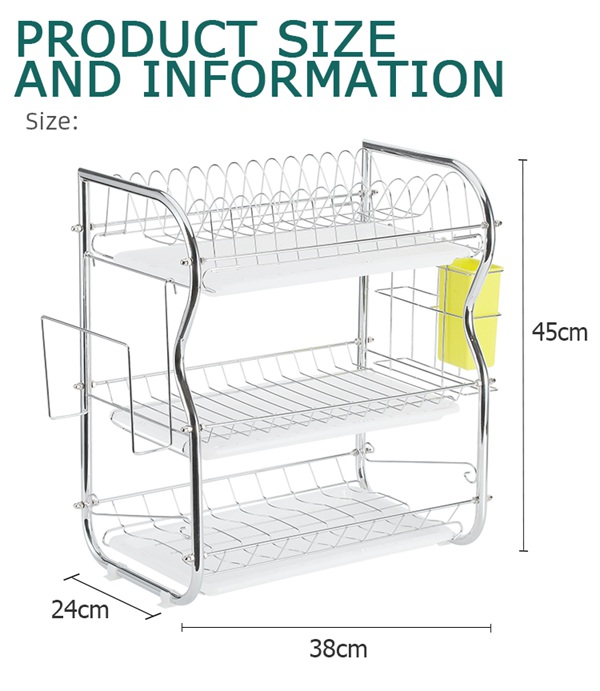 assembly 3 tier dish rack metal draining rack 4 1