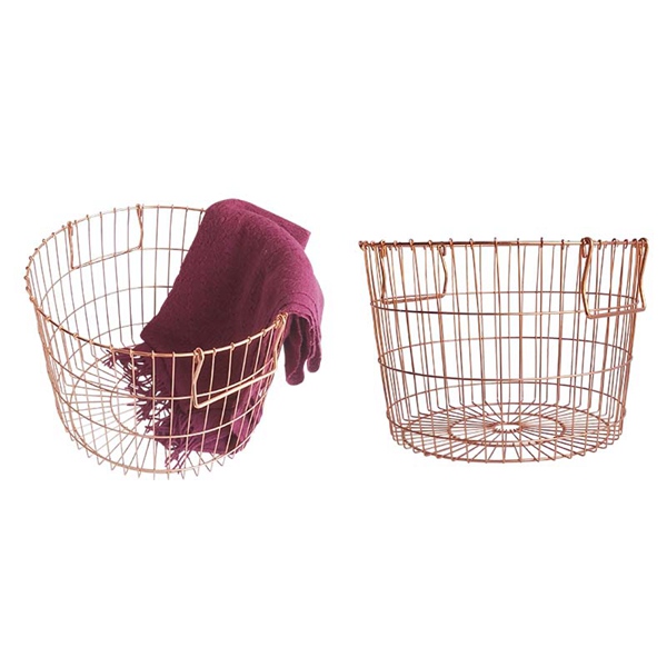 metal wire rose gold laundry basket with handle 5