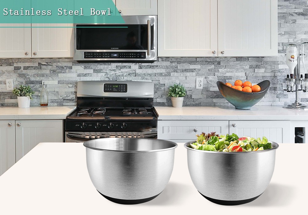 stainless steel mixing bowls with rubber bottom