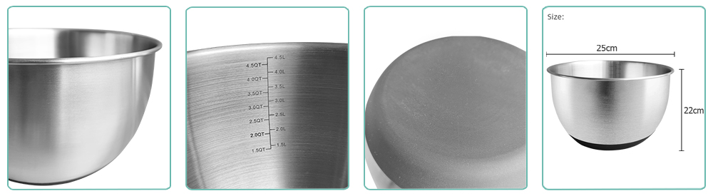 stainless steel mixing bowls with rubber bottom